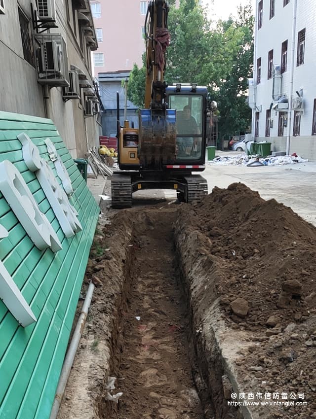 陕西渭南澄城县中医院机房4Ω欧姆防雷接地工程项目圆满竣工